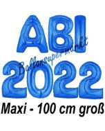 Abi 2022, große Buchstaben-Luftballons, 100 cm, Blau zur Abiturfeier