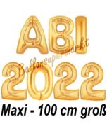 Abi 2022, große Buchstaben-Luftballons, 100 cm, Gold, inklusive Helium, zur Abiturfeier