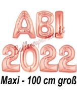 Abi 2022, große Buchstaben-Luftballons, 100 cm, Rose Gold zur Abiturfeier
