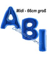 Abi, Buchstaben-Luftballons Midi, 66 cm, Blau, inklusive Helium, zur Abiturfeier