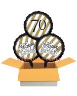 3 Luftballons aus Folie zum 70. Geburtstag, Black & Gold