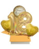 5 holografische Luftballons zum 18. Geburtstag, Gold Sparkle Birthday 18