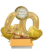 5 holografische Luftballons zum 40. Geburtstag, Gold Sparkle Birthday 40