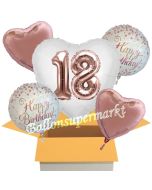 5 Luftballons zum 18. Geburtstag, Herz Jumbo 3D Sparkling Fizz  Birthday Roségold 18