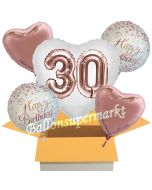 5 Luftballons zum 30. Geburtstag, Herz Jumbo 3D Sparkling Fizz  Birthday Roségold 30