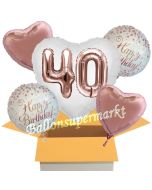 5 Luftballons zum 40. Geburtstag, Herz Jumbo 3D Sparkling Fizz  Birthday Roségold 40