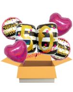 5 Luftballons zum 50. Geburtstag, Pink and Gold Milestone Birthday