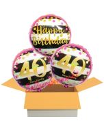 3 Luftballons aus Folie zum 40. Geburtstag, Pink & Gold Milestone Birthday