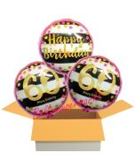 3 Luftballons aus Folie zum 60. Geburtstag, Pink & Gold Milestone Birthday