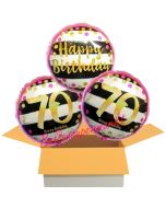 3 Luftballons aus Folie zum 70. Geburtstag, Pink & Gold Milestone Birthday