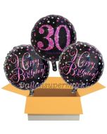 3 Luftballons aus Folie zum 30. Geburtstag, Pink Celebration