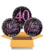 3 Luftballons aus Folie zum 40. Geburtstag, Pink Celebration