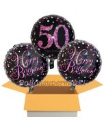 3 Luftballons aus Folie zum 50. Geburtstag, Pink Celebration