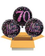 3 Luftballons aus Folie zum 70. Geburtstag, Pink Celebration