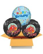 Happy Birthday to you Rock & Roll, 3 Stück Luftballons aus Folie zum Geburtstag, inklusive Helium