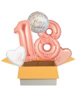 5 Luftballons zum 18. Geburtstag, Sparkling Fizz  Birthday Roségold 18
