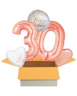 5 Luftballons zum 30. Geburtstag, Sparkling Fizz  Birthday Roségold 30