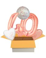 5 Luftballons zum 40. Geburtstag, Sparkling Fizz  Birthday Roségold 40