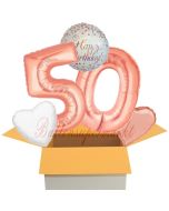 5 Luftballons zum 50. Geburtstag, Sparkling Fizz  Birthday Roségold 50