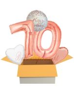 5 Luftballons zum 70. Geburtstag, Sparkling Fizz  Birthday Roségold 70