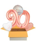 5 Luftballons zum 90. Geburtstag, Sparkling Fizz  Birthday Roségold 90