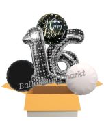 5 Luftballons zum 16. Geburtstag, Sparkling Celebration Birthday Silver Dots 16