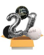 5 Luftballons zum 21. Geburtstag, Sparkling Celebration Birthday Silver Dots 21