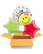 Smile It's Your Birthday, 3 Stück Luftballons aus Folie zum Geburtstag, inklusive Helium
