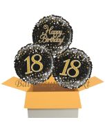3 Luftballons aus Folie zum 18. Geburtstag, Sparkling Fizz Birthday Gold 18