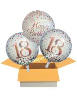 3 Luftballons aus Folie zum 18. Geburtstag, Sparkling Fizz Birthday Rosegold 18