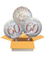 3 Luftballons aus Folie zum 60. Geburtstag, Sparkling Fizz Birthday Roségold 60