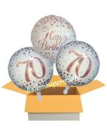 3 Luftballons aus Folie zum 70. Geburtstag, Sparkling Fizz Birthday Roségold 70