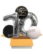 5 Luftballons zum 70. Geburtstag, Sparkling Celebration Herzlichen Glückwunsch Silver Dots 70