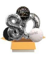 5 Luftballons zum 80. Geburtstag, Sparkling Celebration Herzlichen Glückwunsch Silver Dots 80