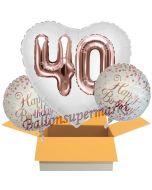 3 Luftballons zum 40. Geburtstag, Jumbo 3D Sparkling Fizz Birthday Rosegold 40