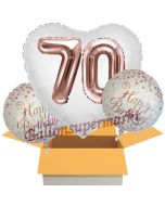 3 Luftballons zum 70. Geburtstag, Jumbo 3D Sparkling Fizz Birthday Rosegold 70