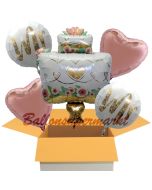 5 Hochzeitsballons, Mr & Mr  Wedding Cake, inklusive Ballongas Helium