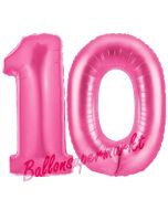 Zahl 10 Pink, Luftballons aus Folie zum 10. Geburtstag, 100 cm, inklusive Helium