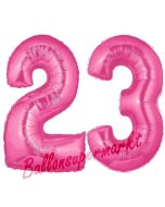 Zahl 23 Pink, Luftballons aus Folie zum 23. Geburtstag, 100 cm, inklusive Helium