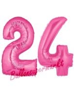 Zahl 24 Pink, Luftballons aus Folie zum 24. Geburtstag, 100 cm, inklusive Helium