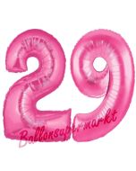 Zahl 29, Pink, Luftballons aus Folie zum 29. Geburtstag, 100 cm, inklusive Helium