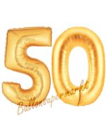 Zahl 50, Gold, Luftballons aus Folie zum 50. Geburtstag