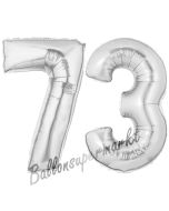 Zahl 73, Silber, Luftballons aus Folie zum 73. Geburtstag, 100 cm, inklusive Helium