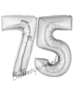 Zahl 75, Silber, Luftballons aus Folie zum 75 Geburtstag, 100 cm, inklusive Helium