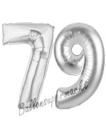Zahl 79 Silber, Luftballons aus Folie zum 79. Geburtstag, 100 cm, inklusive Helium