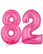 Zahl 82, Pink, Luftballons aus Folie zum 82. Geburtstag, 100 cm, inklusive Helium