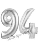 Zahl 94 Silber, Luftballons aus Folie zum 94. Geburtstag, 100 cm, inklusive Helium