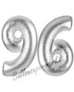 Zahl 96 Silber, Luftballons aus Folie zum 96. Geburtstag, 100 cm, inklusive Helium