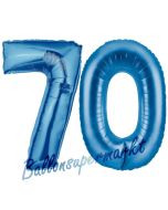 Zahl 70, Blau, Luftballons aus Folie zum 70. Geburtstag