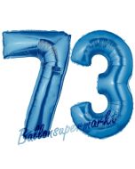 Zahl 73, Blau, Luftballons aus Folie zum 73. Geburtstag, 100 cm, inklusive Helium